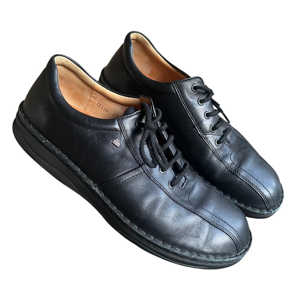 Finn Comfort Vaasa 1100 Mens Black Leather Lace Up Walking Shoes Size 12 US